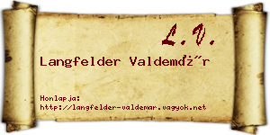Langfelder Valdemár névjegykártya